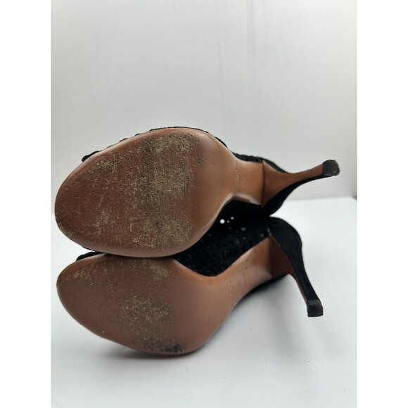 Alaia Black Suede Cut Out Boots Size 36 US 6 Peep Toe Ankle Booties Leather - Picture 11 of 11